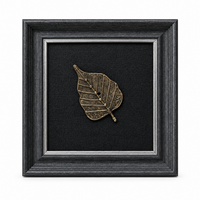 Framed Bodhi Leaf - Dhokra Metal Art, handmade tribal brass sculpture from India