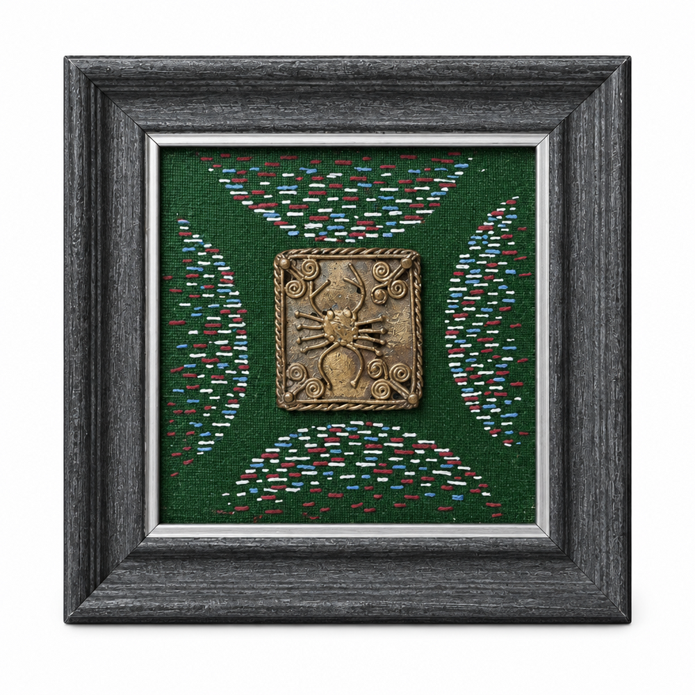 Framed Dhokra Crab Motif - Dhokra Metal Art, handmade tribal brass sculpture from India