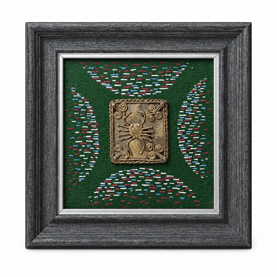 Framed Dhokra Crab Motif - Dhokra Metal Art, handmade tribal brass sculpture from India
