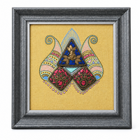 Framed Dhokra Ganesha - Dhokra Metal Art, handmade tribal brass sculpture from India