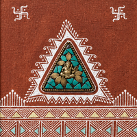Framed Dhokra Ganesha Triangle - Dhokra Metal Art - view 2, handmade tribal brass sculpture from India