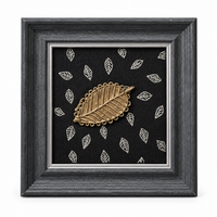 Framed Dhokra Leaf Motif - Dhokra Metal Art, handmade tribal brass sculpture from India