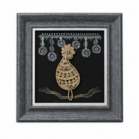 Framed Tribal Bird - Dhokra Metal Art, handmade tribal brass sculpture from India