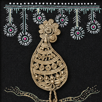 Framed Tribal Bird - Dhokra Metal Art - view 2, handmade tribal brass sculpture from India