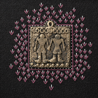 Framed Tribal Couple - Dhokra Metal Art - view 2, handmade tribal brass sculpture from India