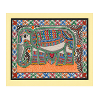 Gaja Shobha - Madhubani Painting - view 2, handmade Madhubani painting from India