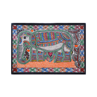 Gaja Shobha - Madhubani Painting - view 3, handmade Madhubani painting from India