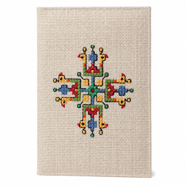 Geometric Cross-Stitch Handmade Jute Diary, handmade jute diary from India