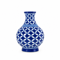 Geometric Petal Surahi - Jaipur Blue Pottery - view 3, handmade Jaipur blue pottery from India