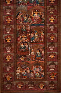 Goddess Durga Narrative Scroll - Kalighat Painting - view 5, handmade Kalighat folk painting from India