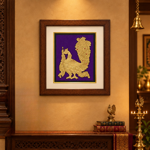 Golden Annapakshi - Mysore Painting, handmade Mysore painting from India