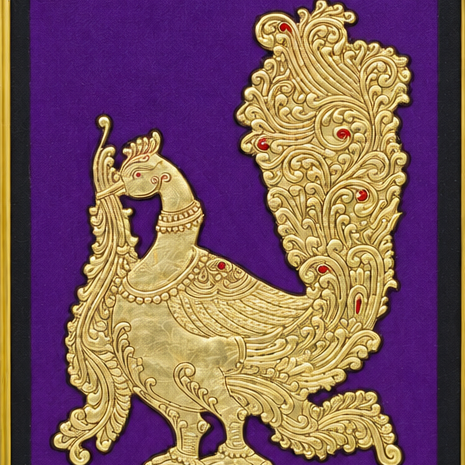 Golden Annapakshi - Mysore Painting - view 3, handmade Mysore painting from India