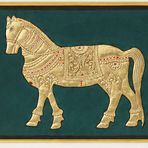 Golden Royal Horse - Mysore Painting - view 3, handmade Mysore painting from India