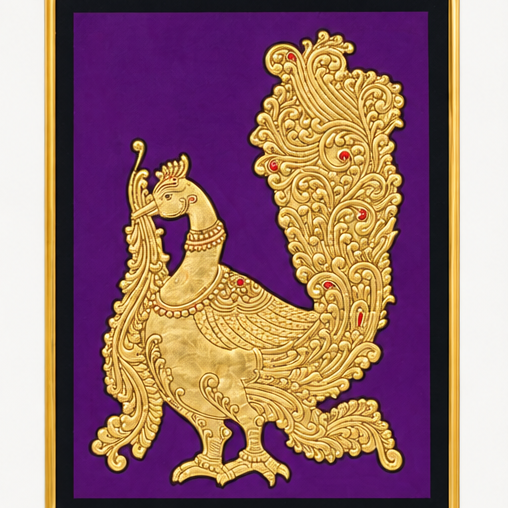 Graceful Annam Bird - Mysore Painting - view 3, handmade Mysore painting from India