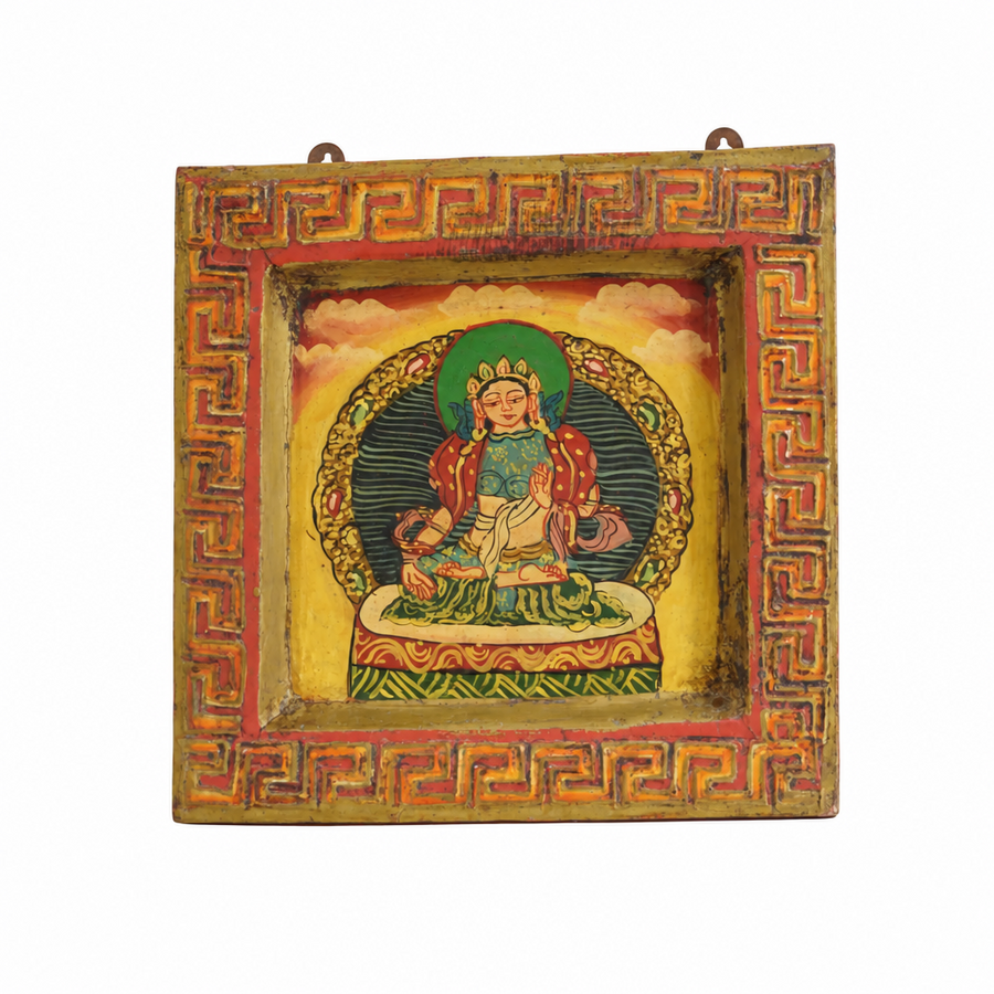 Graceful Tara - Tibetan Hand-Painted Wall Hanging - view 2, handmade Tibetan wall hanging from India