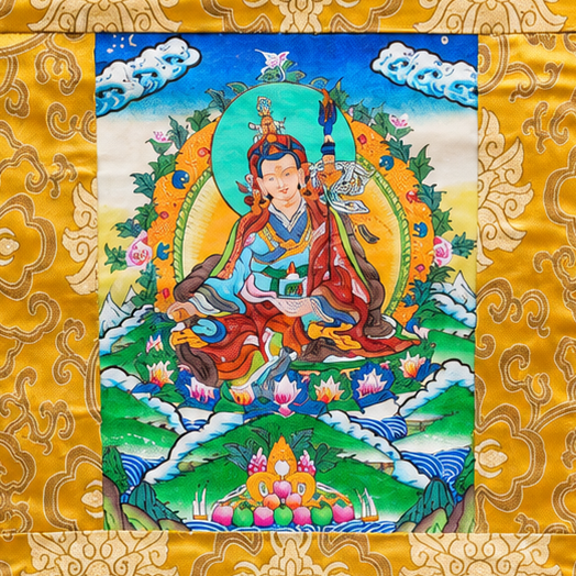 Guru Rinpoche - Thangka Painting - view 2, handpainted Tibetan Thangka painting