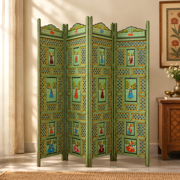 Hand Painted Partition - Wooden Décor, handmade wooden decor from India