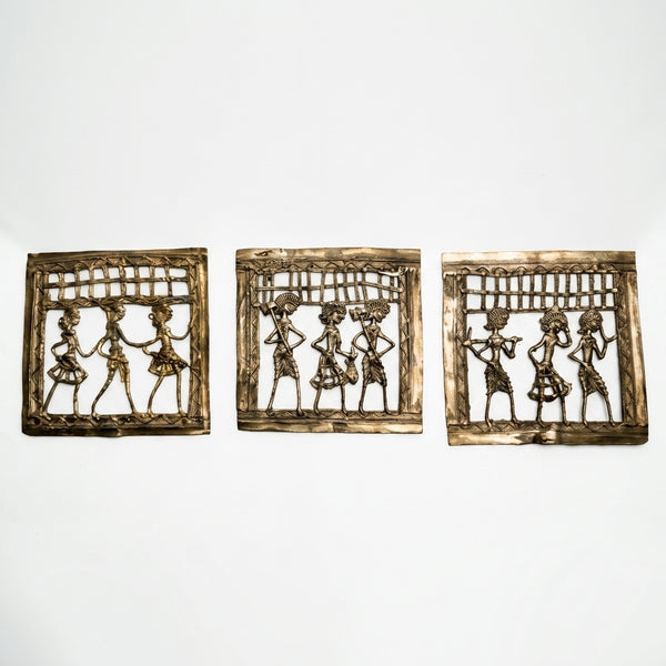 Tribal Jaali Set of 3 – Dhokra Metal Art