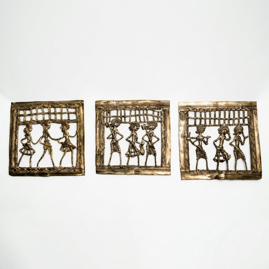 Tribal Jaali Set of 3 – Dhokra Metal Art