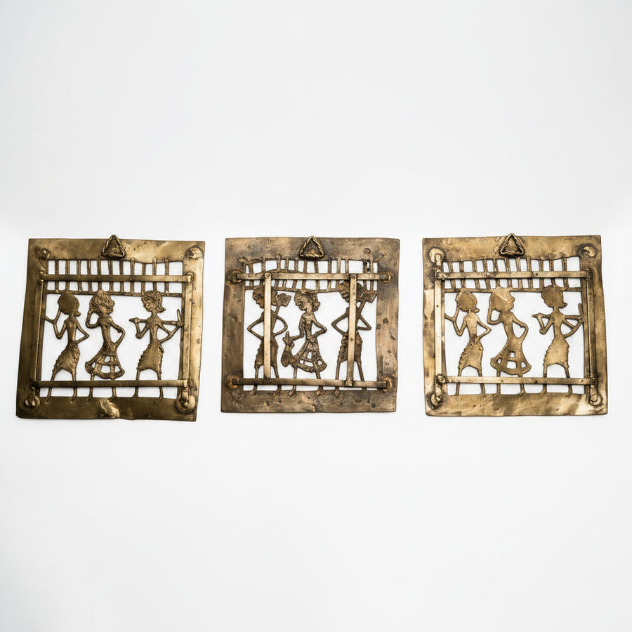 Tribal Jaali Set of 3 – Dhokra Metal Art
