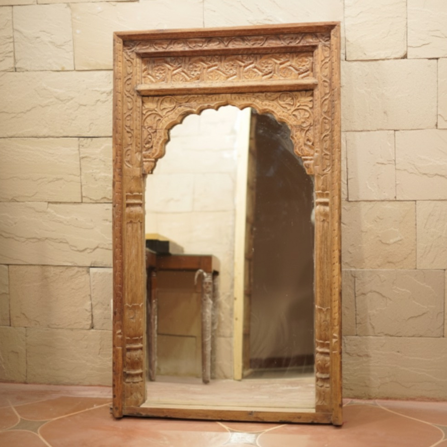 Jharokha Mirror - Wooden Wall Décor - view 2, handmade wooden decor from India