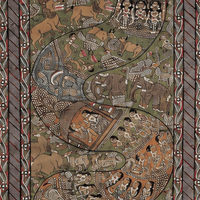 Jungle Landscape - Kalighat Painting - view 2, handmade Kalighat folk painting from India