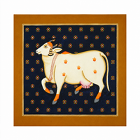 Kamdhenu in Bloom - Pichwai Painting, handmade pichwai painting from India