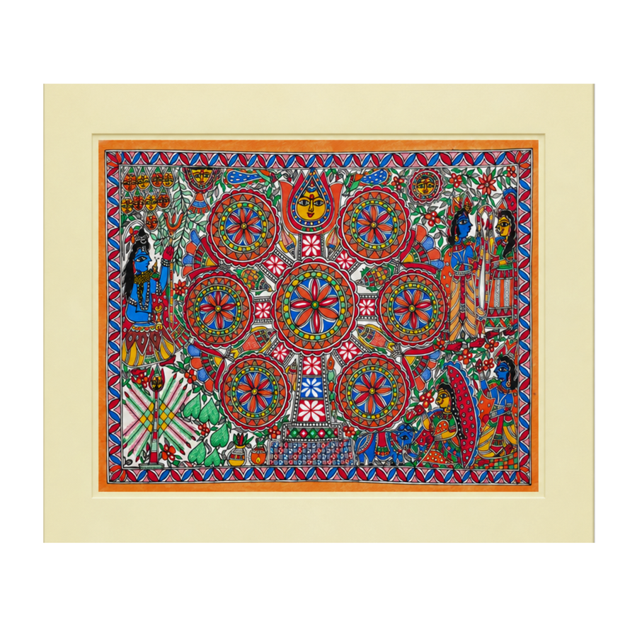 Kohbar Ghar - Madhubani Painting - view 2, handmade Madhubani painting from India