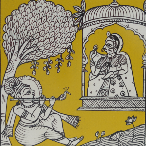 Krishna & Radha - Phad Painting - view 2, handmade Phad painting from India