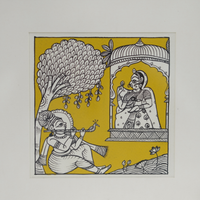 Krishna & Radha - Phad Painting - view 3, handmade Phad painting from India