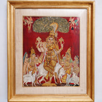 Krishna Playing the Flute - Tanjore Painting, handmade Tanjore painting from India
