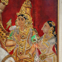 Krishna Playing the Flute - Tanjore Painting - view 4, handmade Tanjore painting from India