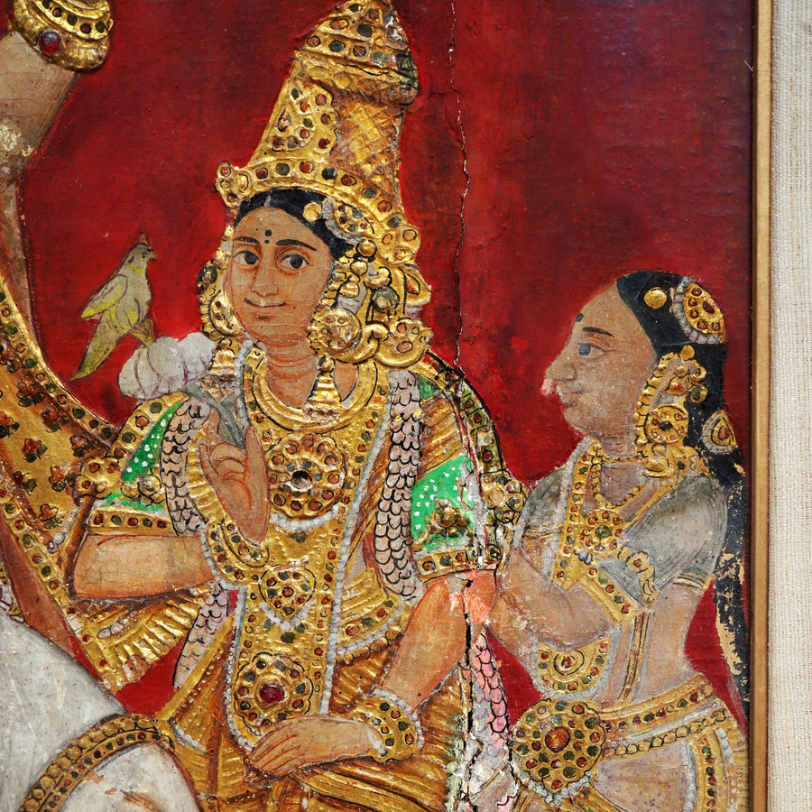 Krishna Playing the Flute - Tanjore Painting - view 4, handmade Tanjore painting from India