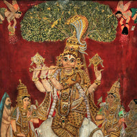 Krishna Playing the Flute - Tanjore Painting - view 6, handmade Tanjore painting from India