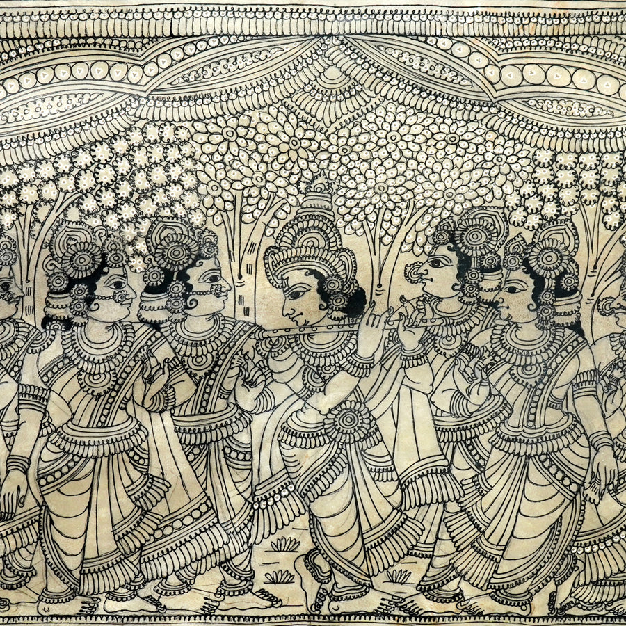 Krishna Raas Leela - Tholu Bommalata Leather Art - view 3, handmade Tholu Bommalata leather puppet art from India