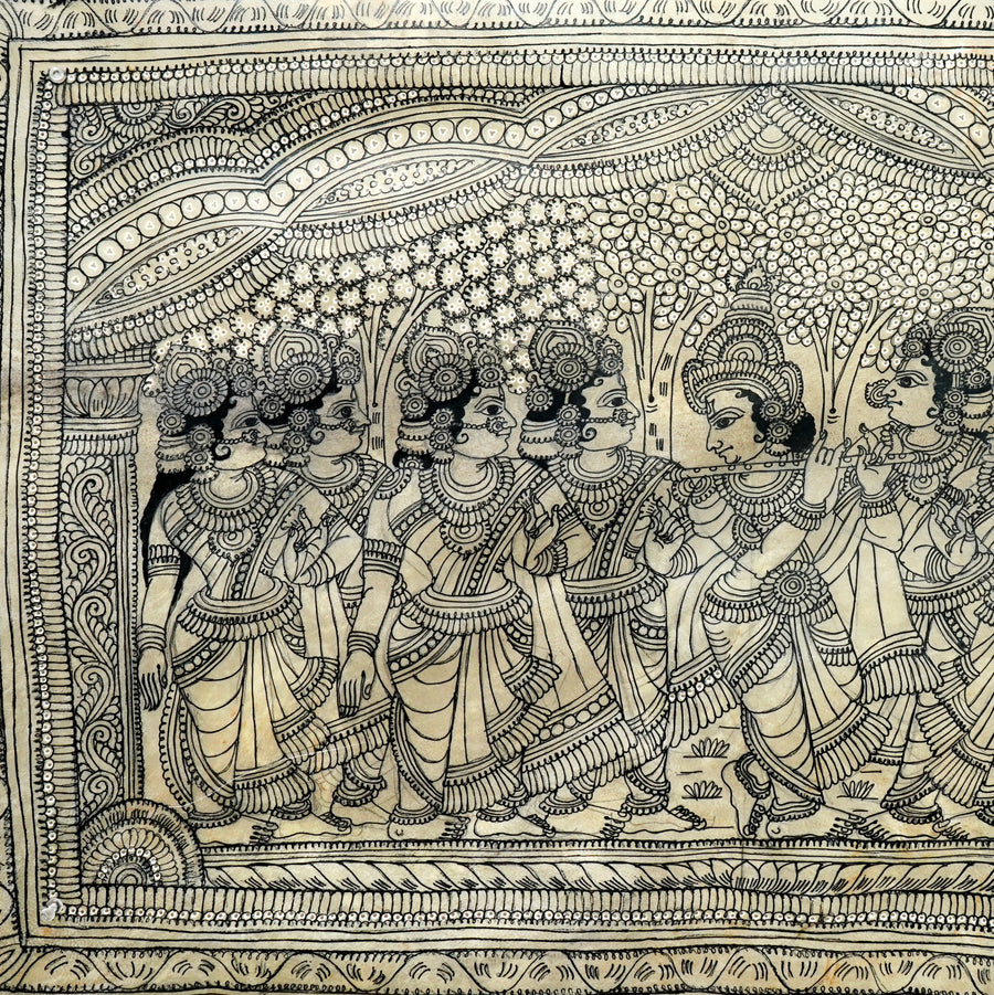 Krishna Raas Leela - Tholu Bommalata Leather Art - view 4, handmade Tholu Bommalata leather puppet art from India