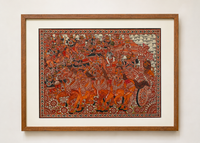 Kurukshetra Chariot Battle - Tholu Bommalata Leather Art, handmade Tholu Bommalata leather puppet art from India