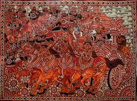 Kurukshetra Chariot Battle - Tholu Bommalata Leather Art - view 4, handmade Tholu Bommalata leather puppet art from India