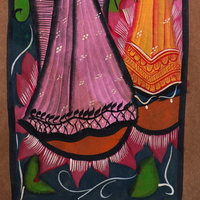 Lakshmi Narayan - Kalighat Painting - view 3, handmade Kalighat folk painting from India