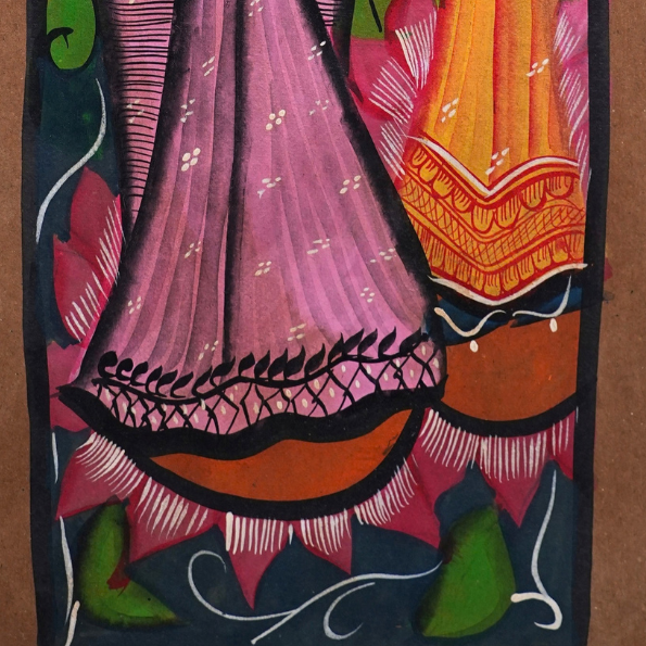 Lakshmi Narayan - Kalighat Painting - view 3, handmade Kalighat folk painting from India