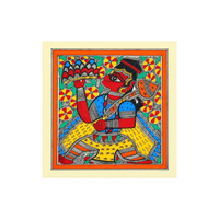 Lord Hanuman Carrying Sanjeevani - Madhubani Painting - view 2, handmade Madhubani painting from India