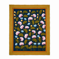 Lotus Garden Serenity - Pichwai Painting, handmade pichwai painting from India
