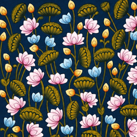 Lotus Garden Serenity - Pichwai Painting - view 2, handmade pichwai painting from India