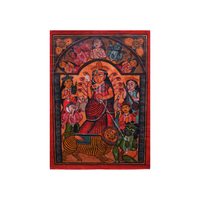 Maa Durga - Kalighat Painting - view 2, handmade Kalighat folk painting from India