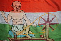 Mahatma Gandhi Khadi Wall Hanging - Handwoven Textile Art - view 4, handwoven khadi textile wall art from India
