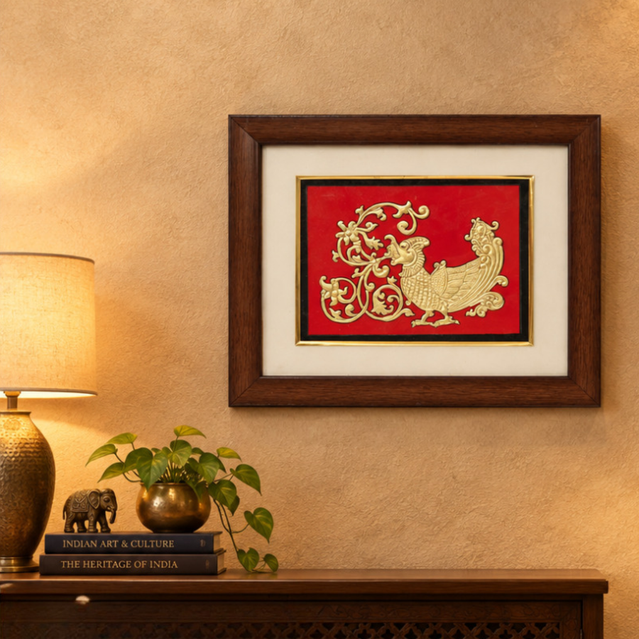 Majestic Annam Bird - Mysore Painting, handmade Mysore painting from India