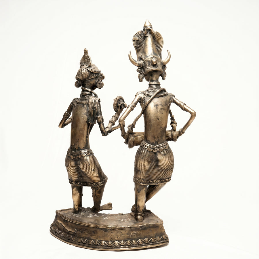 The Dancing Tribal Couple (Small) – Dhokra Metal Art