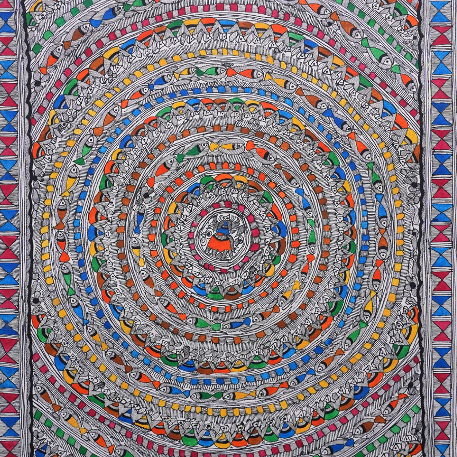 Mandala Godhana - Madhubani Painting - view 4, handmade Madhubani painting from India