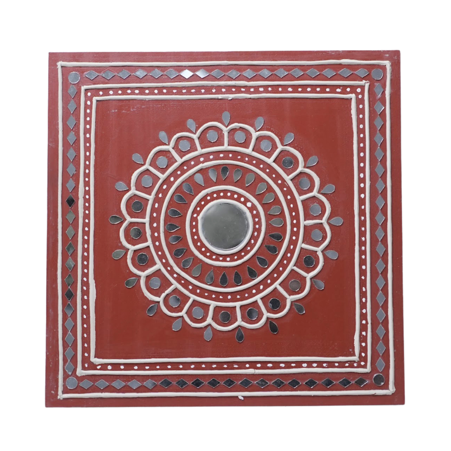 Mandala Reflections - Lippan Mirror Wall Art, handmade Lippan mirror wall art from Kutch, India