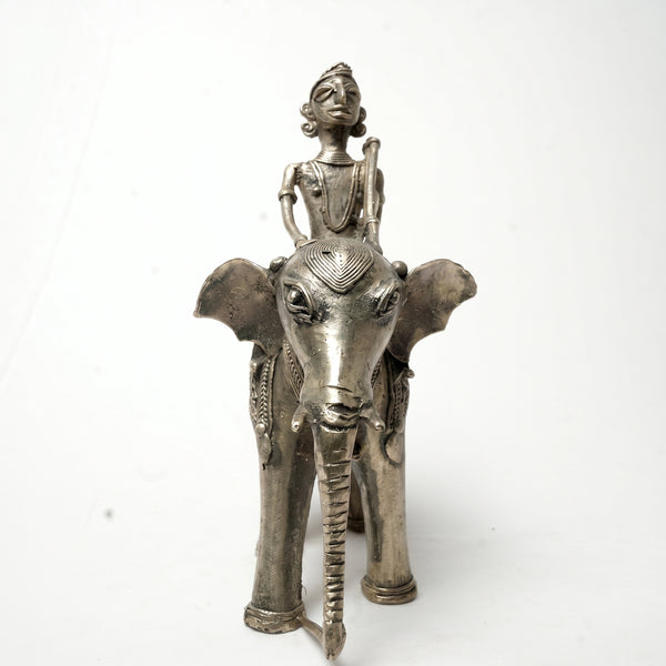 Man Sitting on an Elephant – Dhokra Metal Art